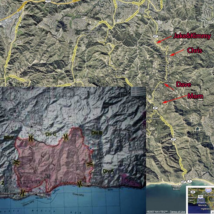 Topanga Canyon Fire Map as of 10/23/07 6am